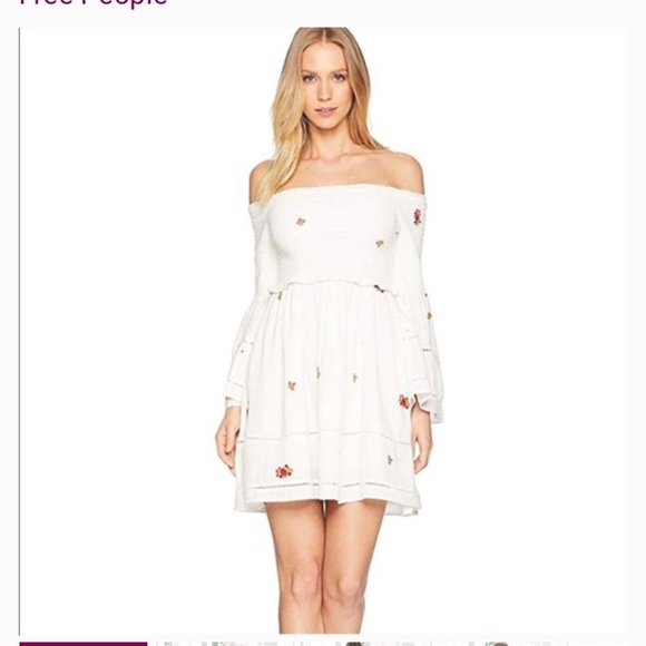 Nwt counting daisy’s free people white red embroidered floral spring dress boho - Picture 2 of 6